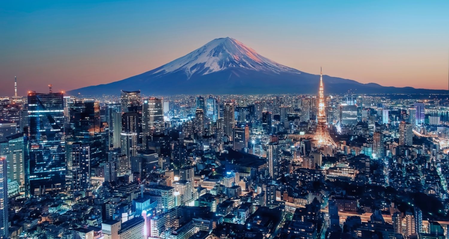 Tokyo,City,Viewed,From,High,Up,At,Sunset,,Japan
